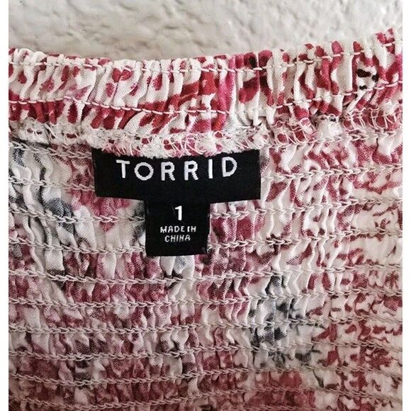 Torrid Tea Length Challis Square Neck Sleeveless Dress Red Americana Size 1X - Picture 3 of 11